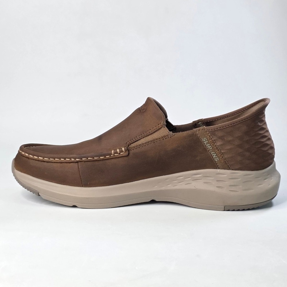 Skechers Slip-ins Go Walk Anywhere Mens 11.5 Brown Leather Loafers Sneakers DSRT - Picture 5 of 14